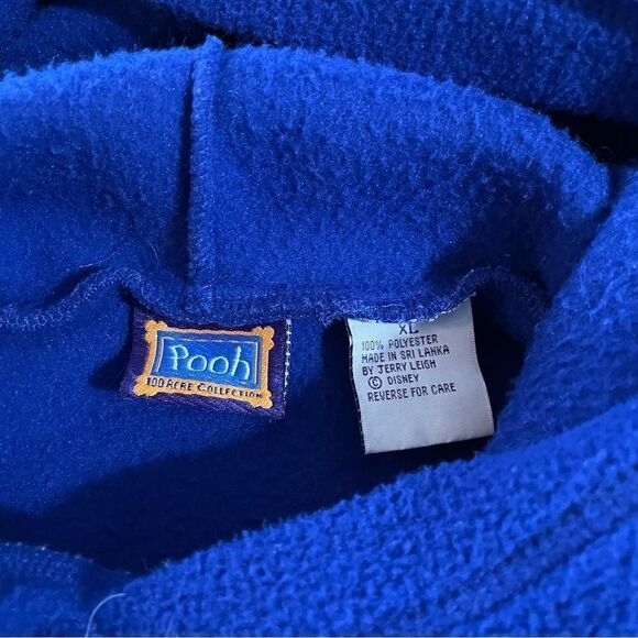 90s Y2K Winnie the Pooh Vintage Blue fleece hoodie size XL women’s Disney - Picture 3 of 6